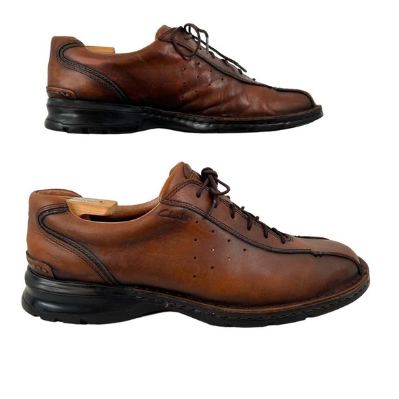 CLARKS Casual Oxford Lace Up Shoes in Brown Men's Size 10 - Picture 1 of 11